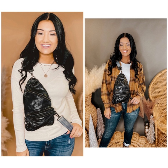 NWT Bed Stu Leather Andie Sling Backpack Black DD Retail $255 - Picture 13 of 13